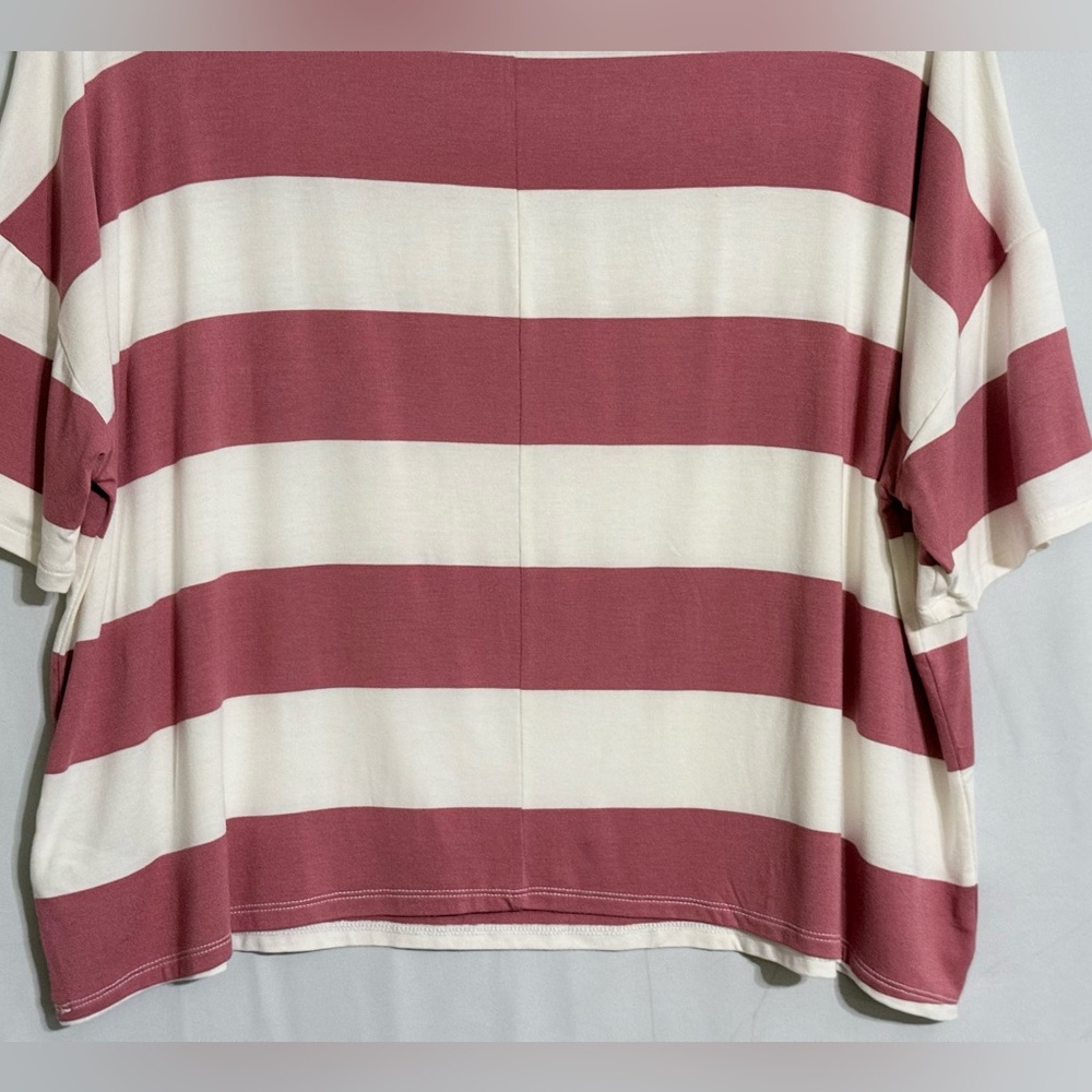 NWT Old Navy Short Sleeve Striped Top in Dusty Rose and Cream Size Large - Picture 7 of 10